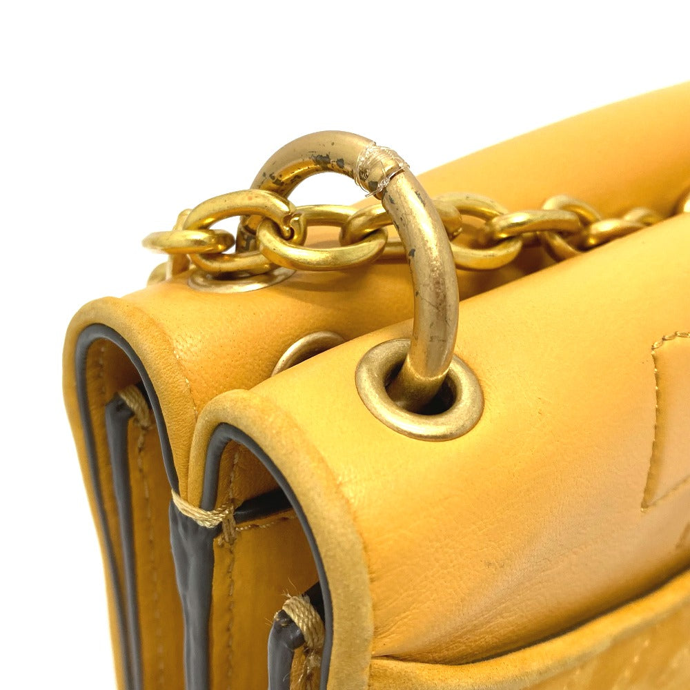 Tory Burch logo chain shoulder bag in lambskin, yellow.