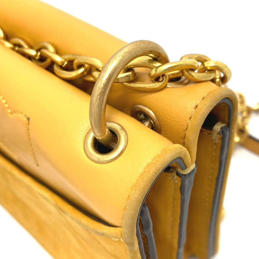 Tory Burch logo chain shoulder bag in lambskin, yellow.