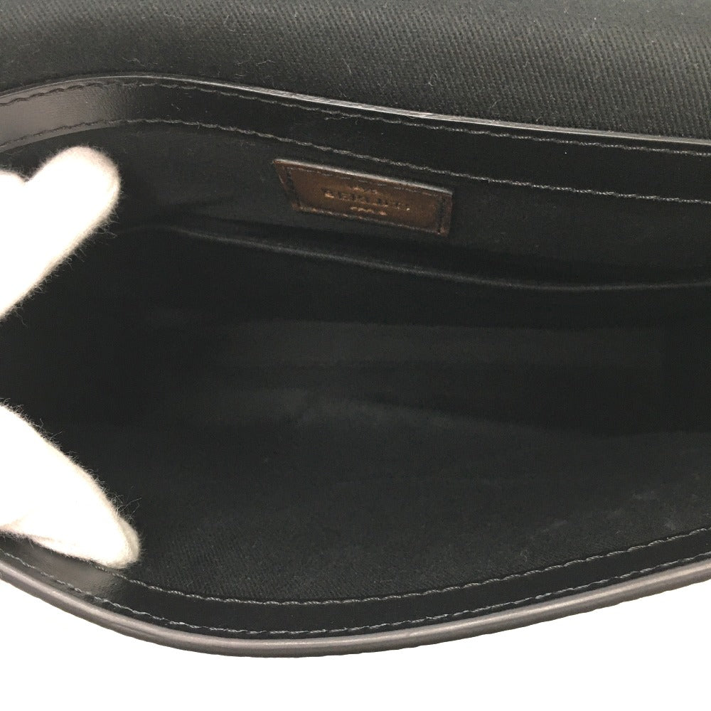 Berluti Flap Flaneur Small Messenger Shoulder Bag in PVC Canvas, Men's, Black