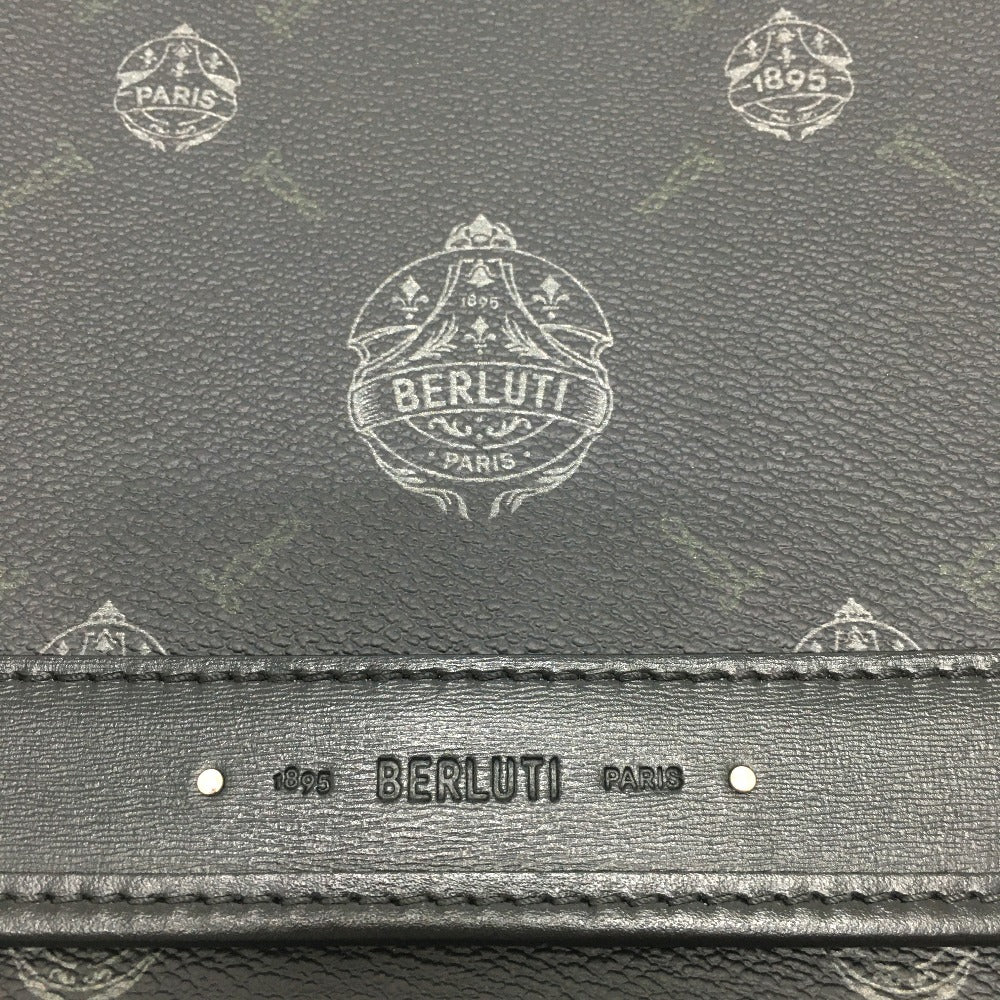 Berluti Flap Flaneur Small Messenger Shoulder Bag in PVC Canvas, Men's, Black