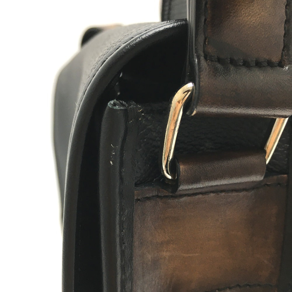 Berluti Flap Flaneur Small Messenger Shoulder Bag in PVC Canvas, Men's, Black