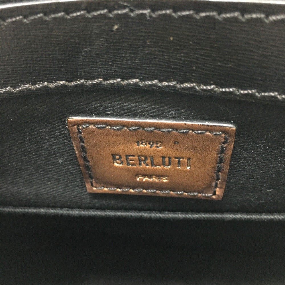 Berluti Flap Flaneur Small Messenger Shoulder Bag in PVC Canvas, Men's, Black