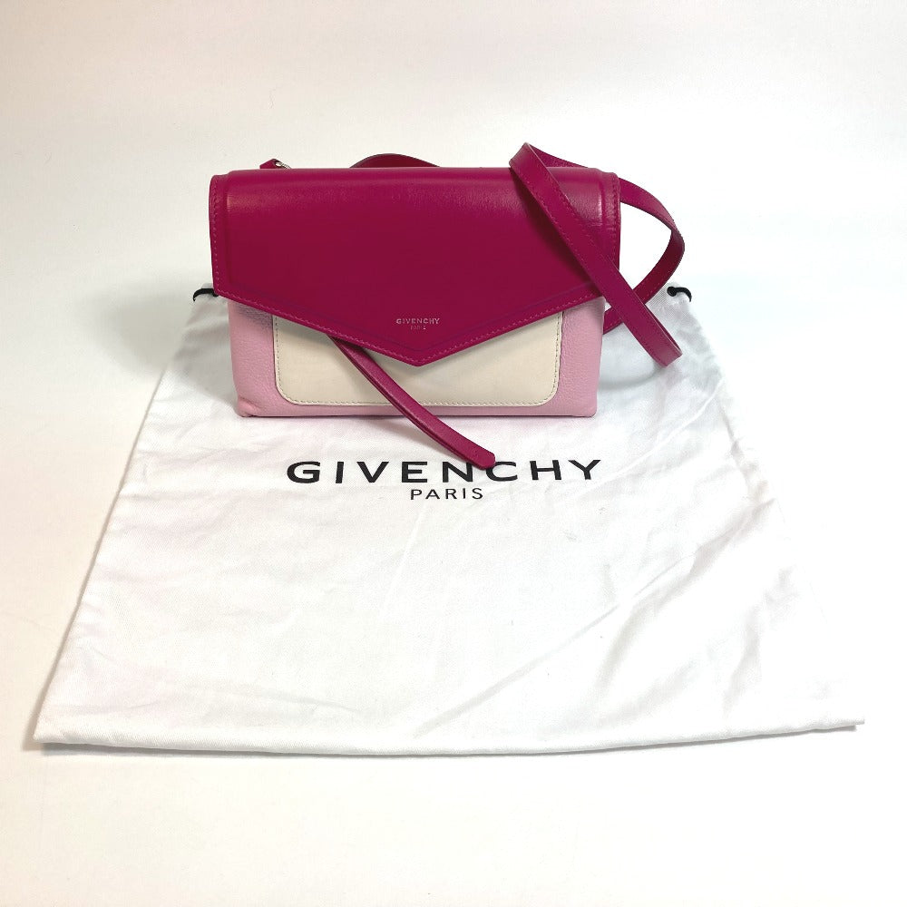 GIVENCHY Flap Duet Bag, Pochette, Crossbody Shoulder Bag, Leather, Women's, Pink and White