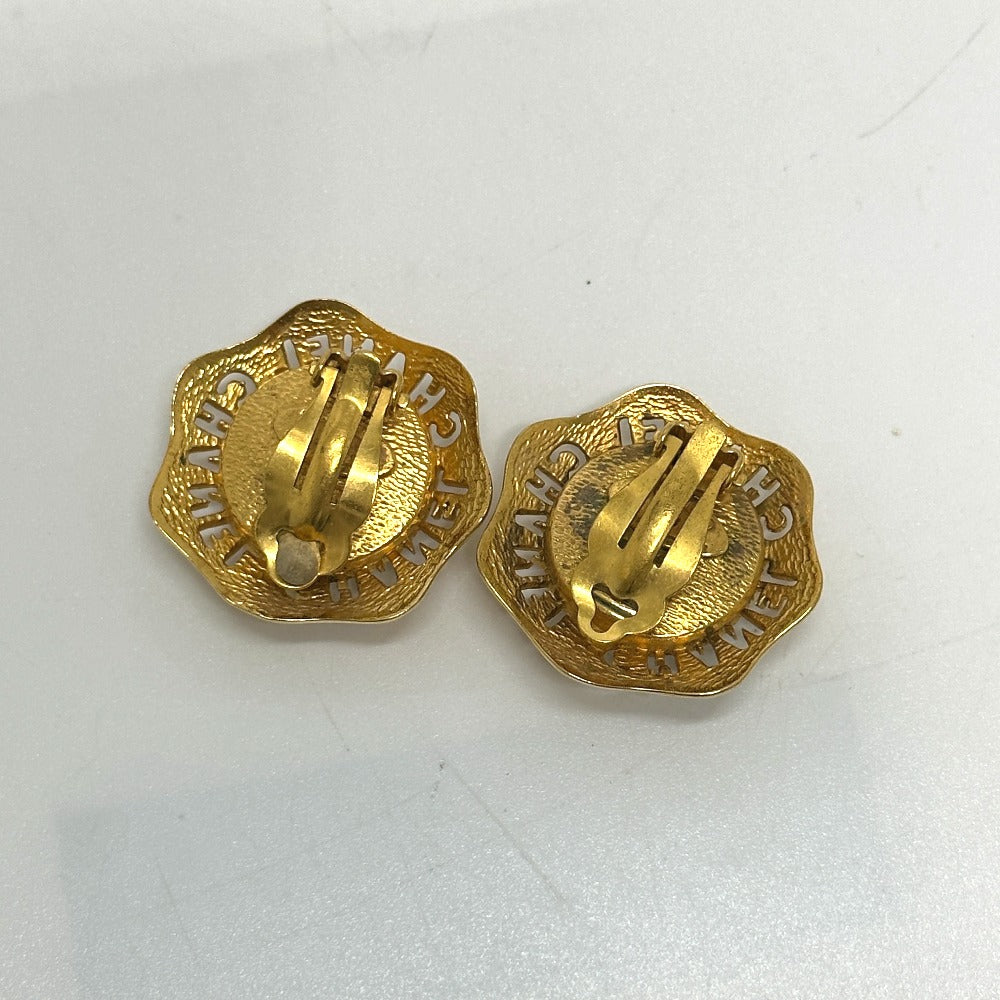 CHANEL CC Coco Mark Faux Pearl Vintage Earrings GP Women's Gold
