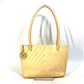 CHANEL CC Coco Mark V-Stitch Chevron Shoulder Tote Bag in Caviar Leather, Yellow