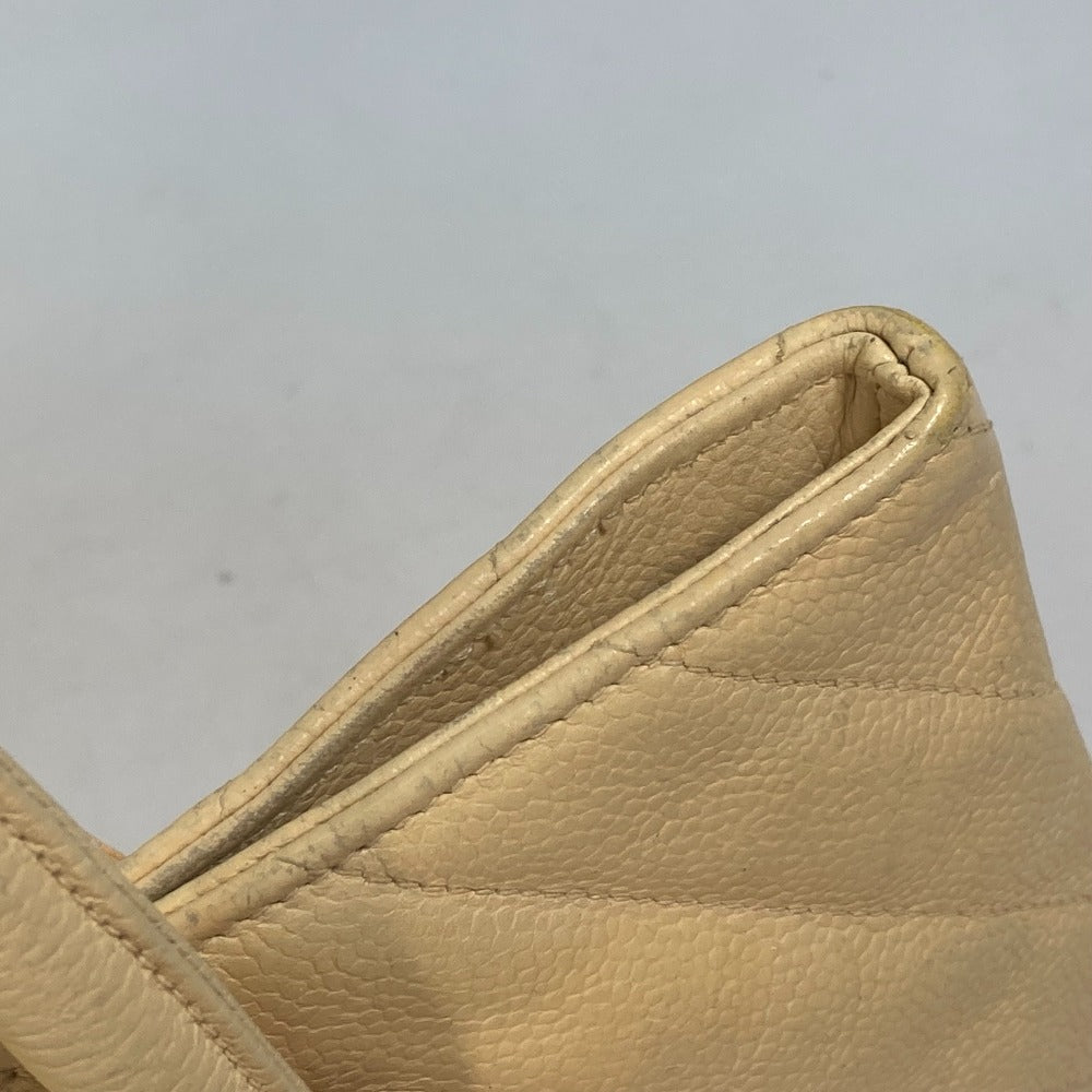 CHANEL CC Coco Mark V-Stitch Chevron Shoulder Tote Bag in Caviar Leather, Yellow