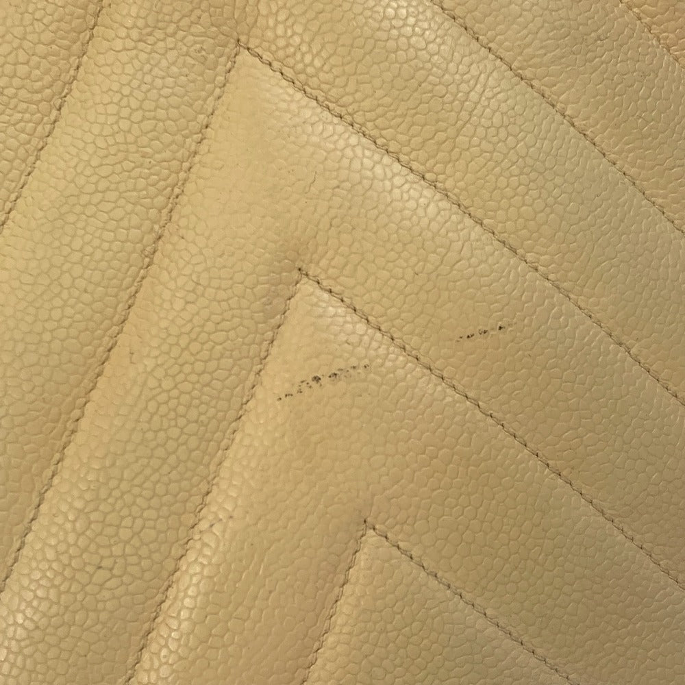 CHANEL CC Coco Mark V-Stitch Chevron Shoulder Tote Bag in Caviar Leather, Yellow