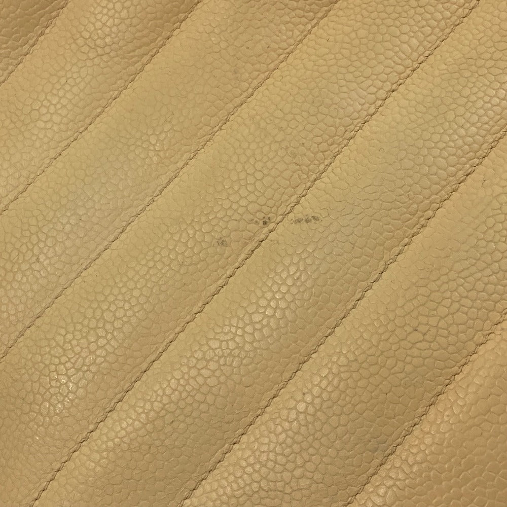CHANEL CC Coco Mark V-Stitch Chevron Shoulder Tote Bag in Caviar Leather, Yellow