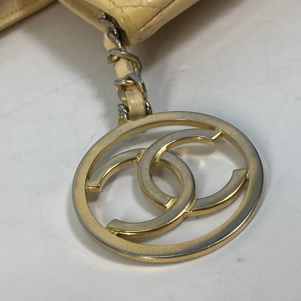 CHANEL CC Coco Mark V-Stitch Chevron Shoulder Tote Bag in Caviar Leather, Yellow