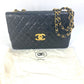 CHANEL A01094 CC Coco Mark Vintage Shoulder Bag, Deca Matelasse, 34cm, Double Chain, Lambskin, Black