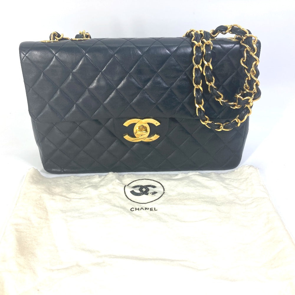 CHANEL A01094 CC Coco Mark Vintage Shoulder Bag, Deca Matelasse, 34cm, Double Chain, Lambskin, Black