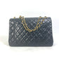 CHANEL A01094 CC Coco Mark Vintage Shoulder Bag, Deca Matelasse, 34cm, Double Chain, Lambskin, Black