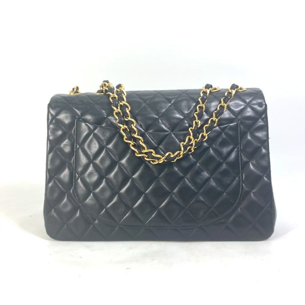CHANEL A01094 CC Coco Mark Vintage Shoulder Bag, Deca Matelasse, 34cm, Double Chain, Lambskin, Black