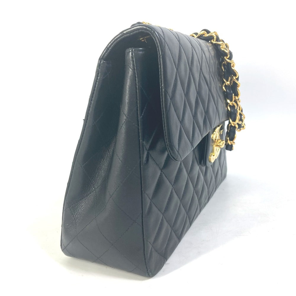 CHANEL A01094 CC Coco Mark Vintage Shoulder Bag, Deca Matelasse, 34cm, Double Chain, Lambskin, Black