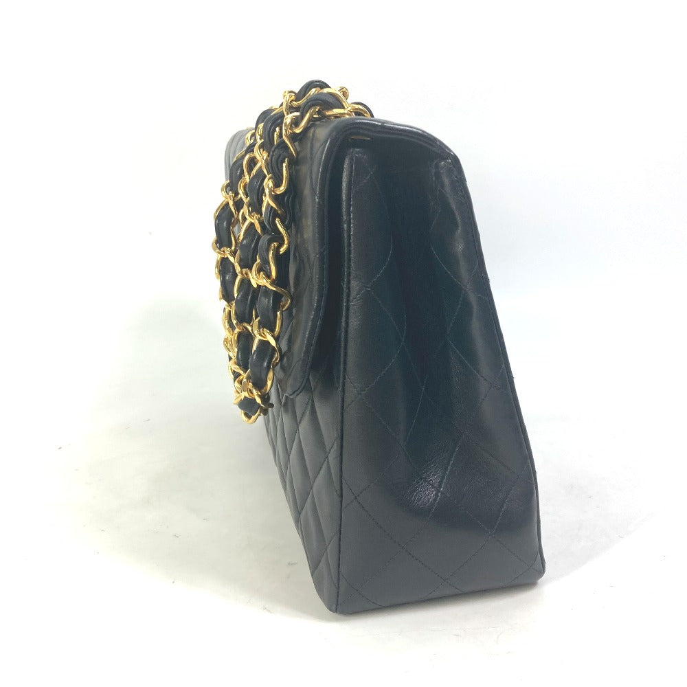 CHANEL A01094 CC Coco Mark Vintage Shoulder Bag, Deca Matelasse, 34cm, Double Chain, Lambskin, Black