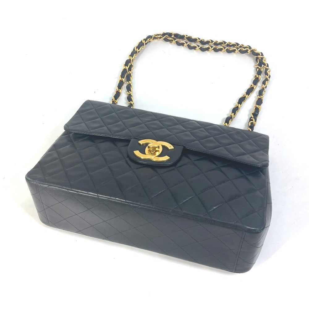 CHANEL A01094 CC Coco Mark Vintage Shoulder Bag, Deca Matelasse, 34cm, Double Chain, Lambskin, Black