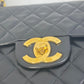 CHANEL A01094 CC Coco Mark Vintage Shoulder Bag, Deca Matelasse, 34cm, Double Chain, Lambskin, Black