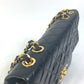 CHANEL A01094 CC Coco Mark Vintage Shoulder Bag, Deca Matelasse, 34cm, Double Chain, Lambskin, Black