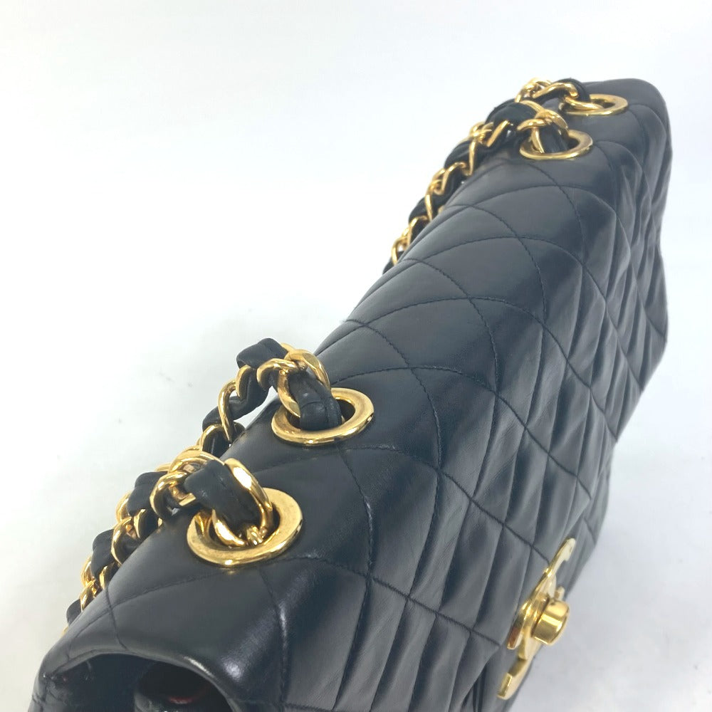 CHANEL A01094 CC Coco Mark Vintage Shoulder Bag, Deca Matelasse, 34cm, Double Chain, Lambskin, Black