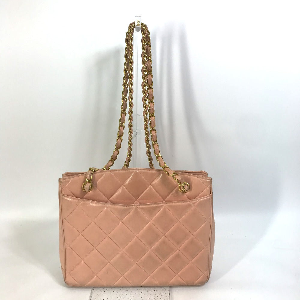 CHANEL CC Coco Mark Shoulder Bag, Matelasse Quilted Chain Tote Bag, Lambskin, Pink