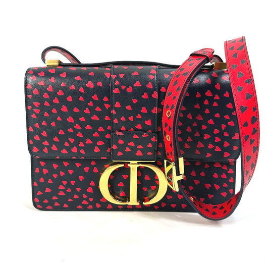 Christian Dior ハート 30 モンテーニュ 30 MONTAIGNE ロゴ 斜め掛け ショルダーバッグ レザー レディース ブラック