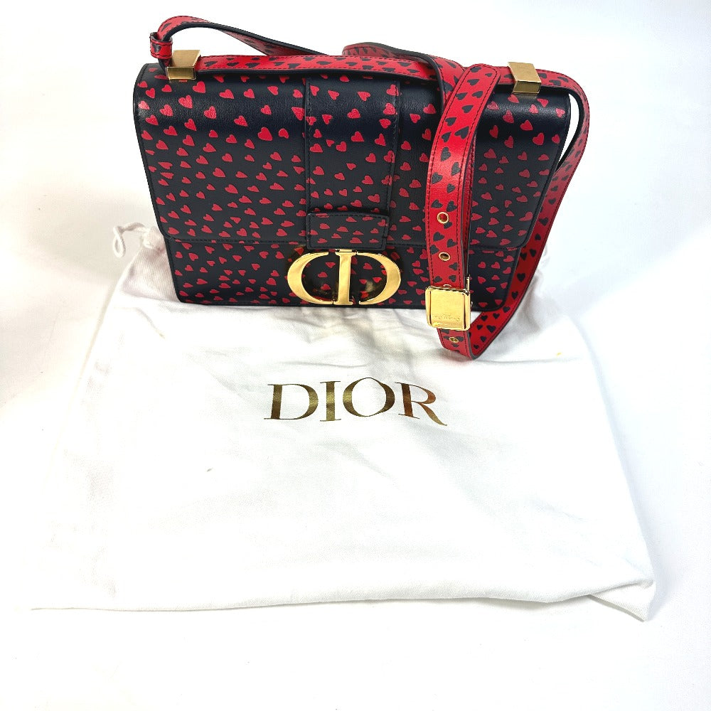 Christian Dior Heart 30 Montaigne Logo Crossbody Shoulder Bag in Black Leather