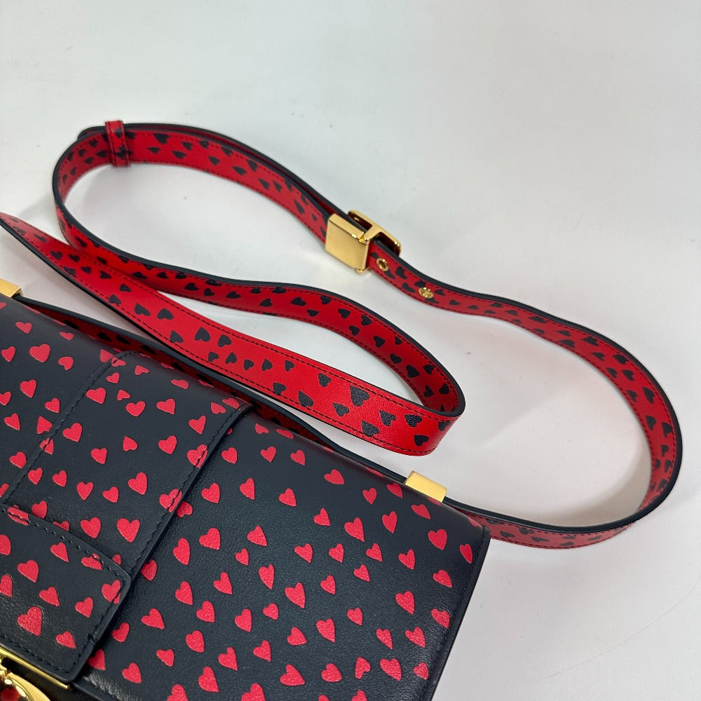 Christian Dior Heart 30 Montaigne Logo Crossbody Shoulder Bag in Black Leather