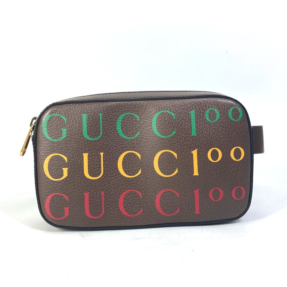 GUCCI 602695 Crossbody Bag, Belt Bag, 100th Anniversary Logo, Shoulder Bag, Body Bag, Leather, Men's, Brown