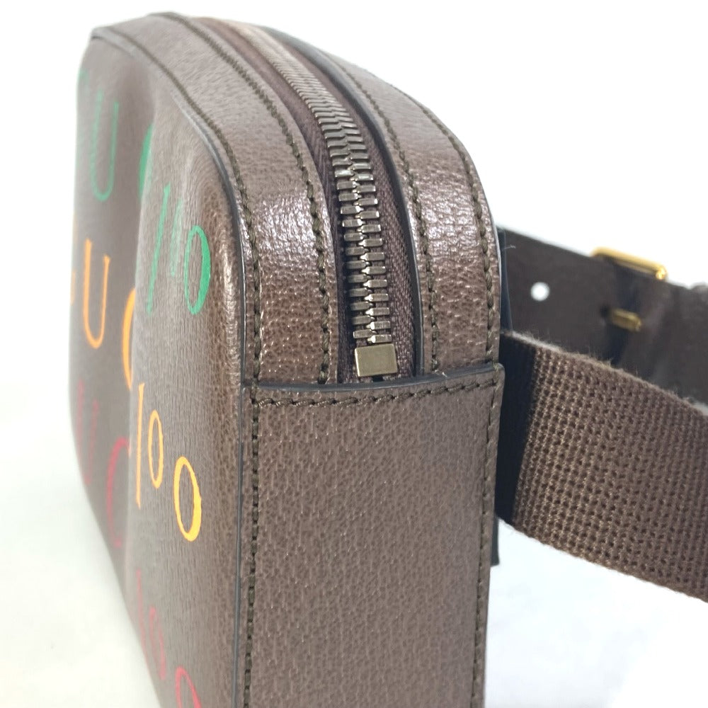 GUCCI 602695 Crossbody Bag, Belt Bag, 100th Anniversary Logo, Shoulder Bag, Body Bag, Leather, Men's, Brown