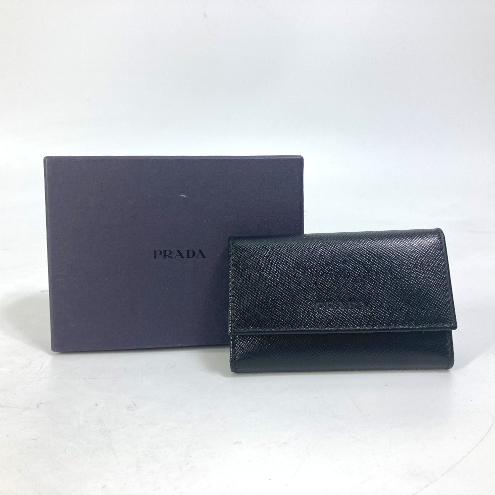 PRADA M25U Key Logo 6-Key Case in Saffiano Leather, Men's Black