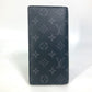 LOUIS VUITTON M61697 Monogram Eclipse Portefeuille Brazza Bifold Long Wallet in Monogram Eclipse Canvas, Men's, Black