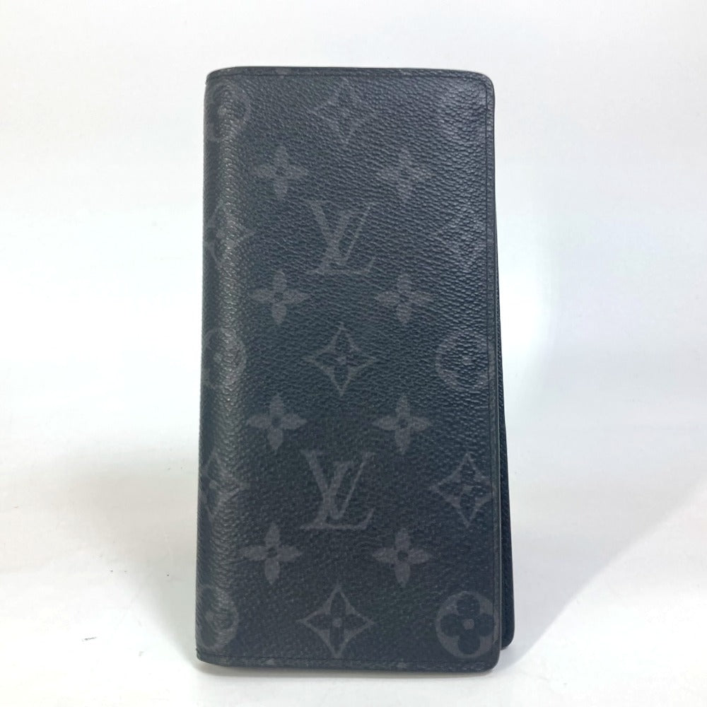 LOUIS VUITTON M61697 Monogram Eclipse Portefeuille Brazza Bifold Long Wallet in Monogram Eclipse Canvas, Men's, Black