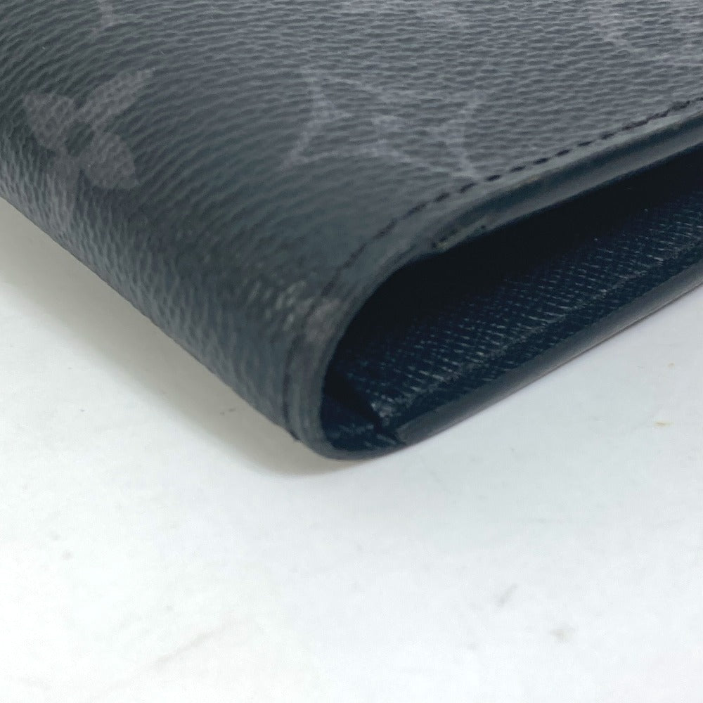 LOUIS VUITTON M61697 Monogram Eclipse Portefeuille Brazza Bifold Long Wallet in Monogram Eclipse Canvas, Men's, Black