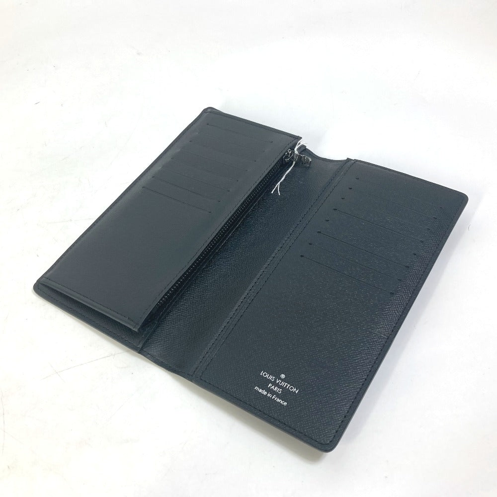 LOUIS VUITTON M61697 Monogram Eclipse Portefeuille Brazza Bifold Long Wallet in Monogram Eclipse Canvas, Men's, Black