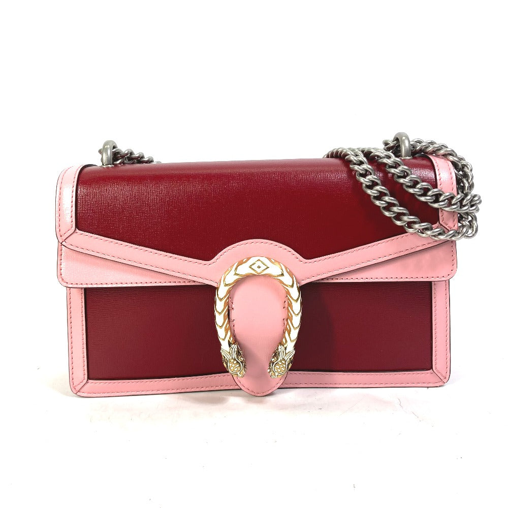 GUCCI 400249 Two-Tone Dionysus Chain Shoulder Bag in Pink Leather