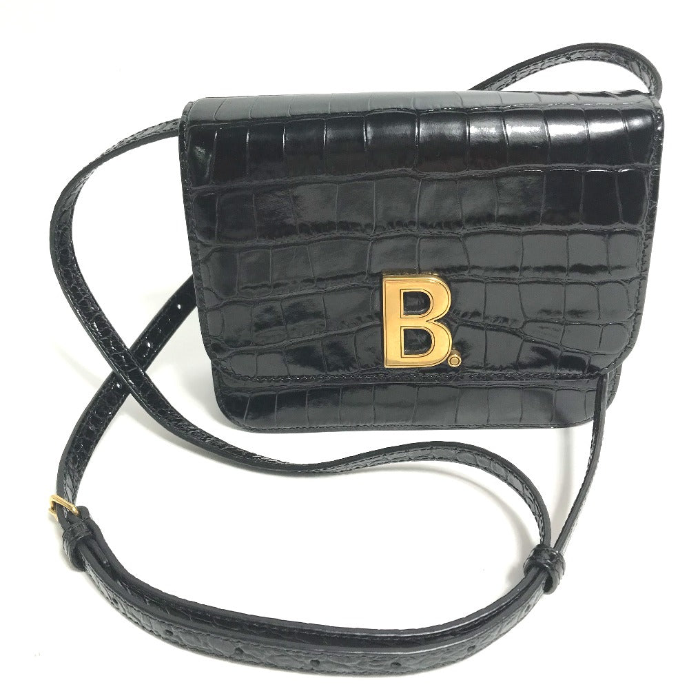 BALENCIAGA 592898 2-Way Clutch Bag, Pouch, B Logo, Quilted, Crossbody Bag, Shoulder Bag, Embossed Leather, Women's, Black