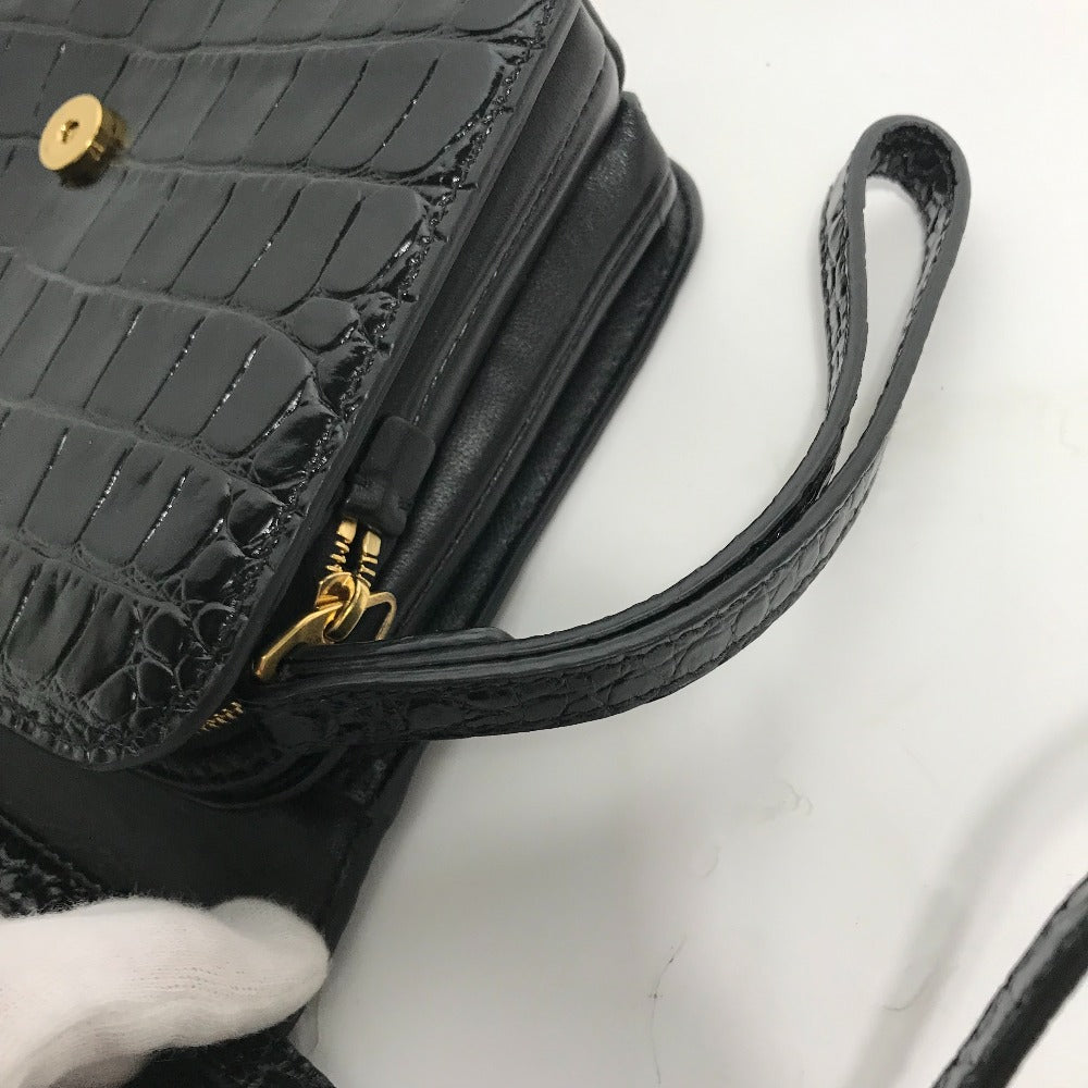 BALENCIAGA 592898 2-Way Clutch Bag, Pouch, B Logo, Quilted, Crossbody Bag, Shoulder Bag, Embossed Leather, Women's, Black