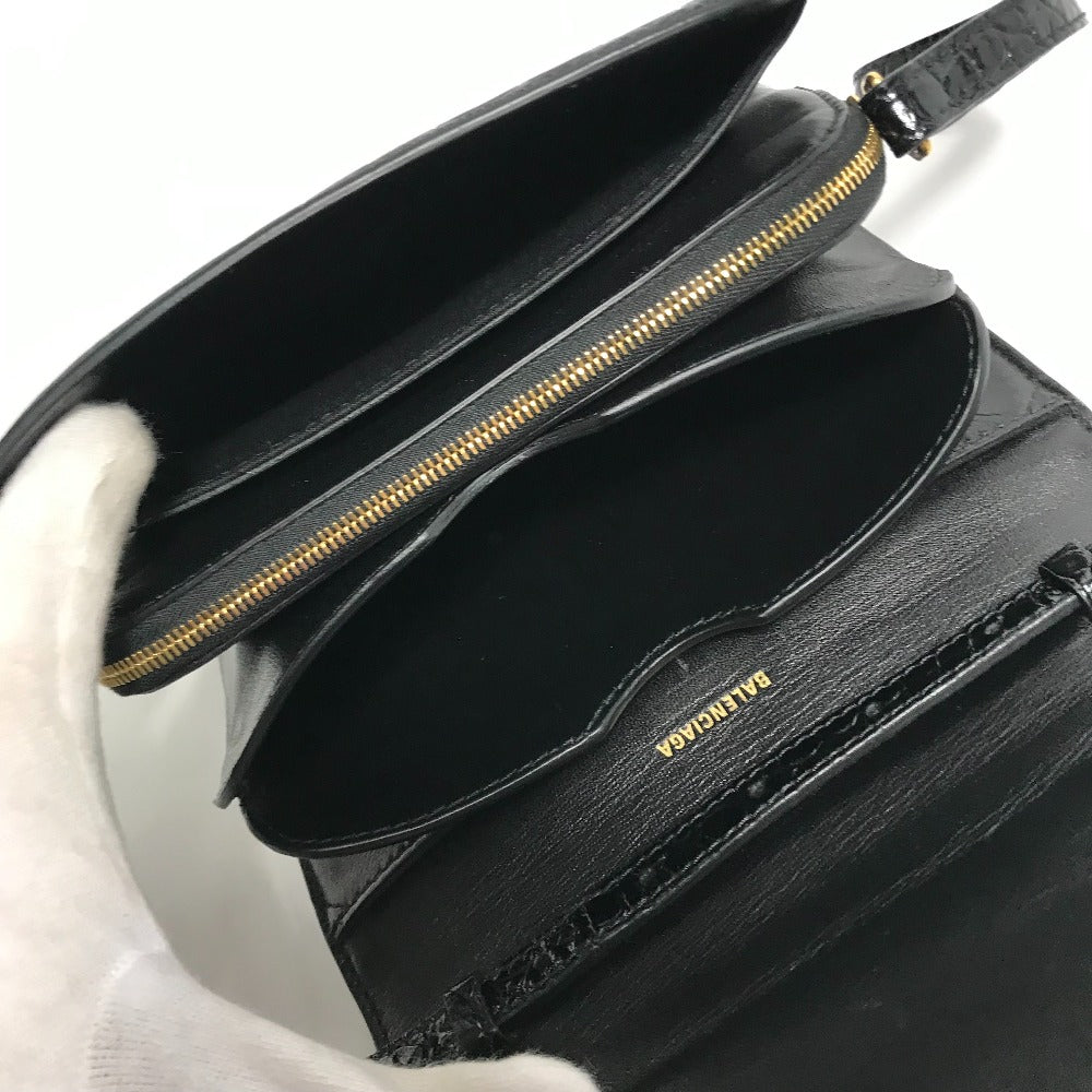 BALENCIAGA 592898 2-Way Clutch Bag, Pouch, B Logo, Quilted, Crossbody Bag, Shoulder Bag, Embossed Leather, Women's, Black