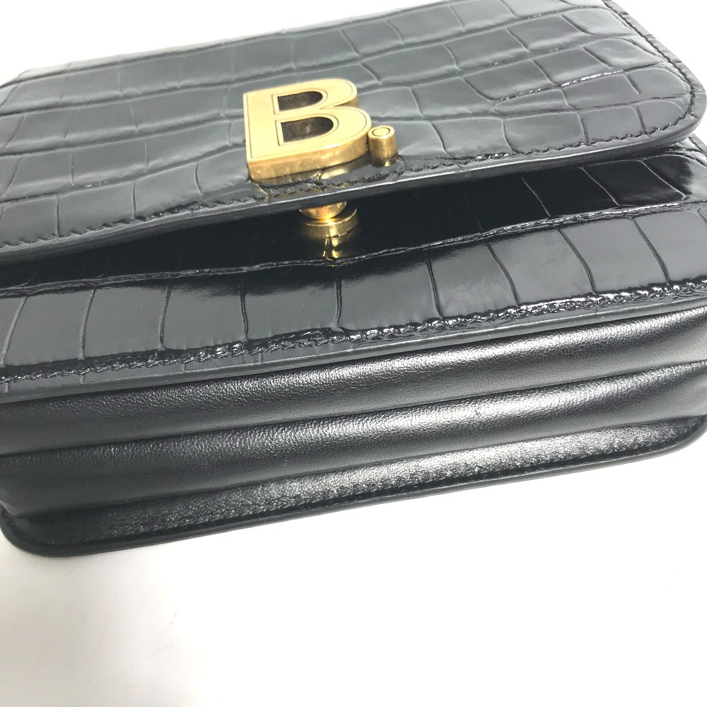 BALENCIAGA 592898 2-Way Clutch Bag, Pouch, B Logo, Quilted, Crossbody Bag, Shoulder Bag, Embossed Leather, Women's, Black
