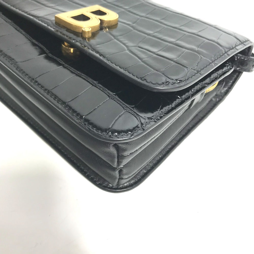 BALENCIAGA 592898 2-Way Clutch Bag, Pouch, B Logo, Quilted, Crossbody Bag, Shoulder Bag, Embossed Leather, Women's, Black
