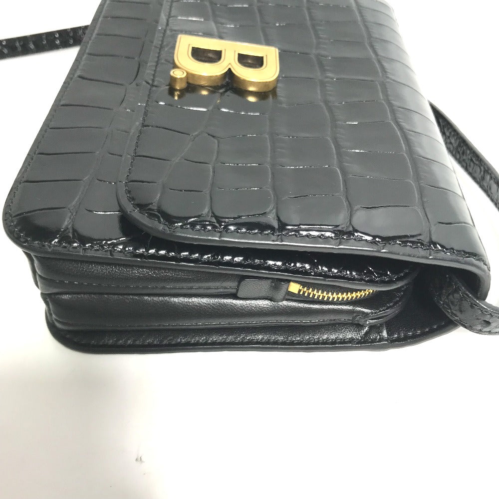BALENCIAGA 592898 2-Way Clutch Bag, Pouch, B Logo, Quilted, Crossbody Bag, Shoulder Bag, Embossed Leather, Women's, Black