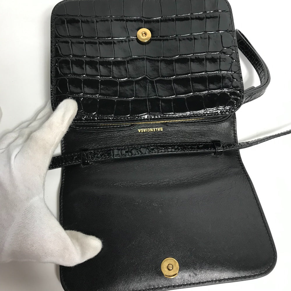 BALENCIAGA 592898 2-Way Clutch Bag, Pouch, B Logo, Quilted, Crossbody Bag, Shoulder Bag, Embossed Leather, Women's, Black