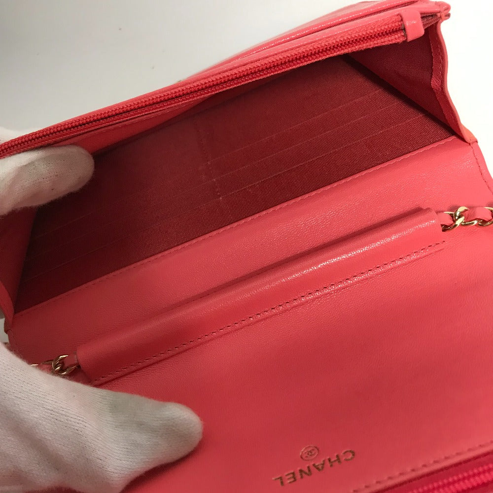 CHANEL A80972 CC Coco Mark Matelasse Two-Tone Mademoiselle Chain Wallet, Long Wallet, Crossbody Bag, Pochette, Shoulder Bag, Leather, Women's, Pink