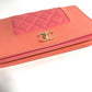 CHANEL A80972 CC Coco Mark Matelasse Two-Tone Mademoiselle Chain Wallet, Long Wallet, Crossbody Bag, Pochette, Shoulder Bag, Leather, Women's, Pink