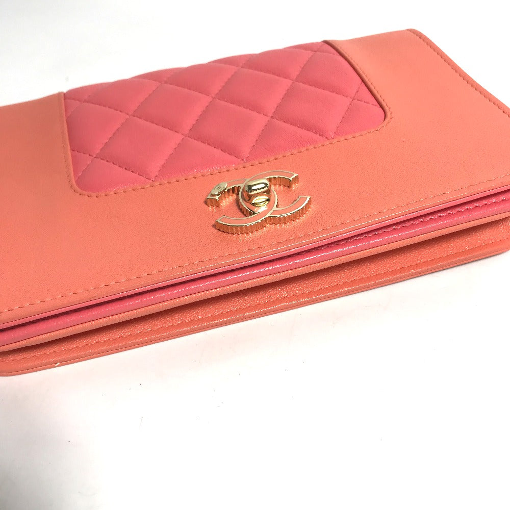 CHANEL A80972 CC Coco Mark Matelasse Two-Tone Mademoiselle Chain Wallet, Long Wallet, Crossbody Bag, Pochette, Shoulder Bag, Leather, Women's, Pink
