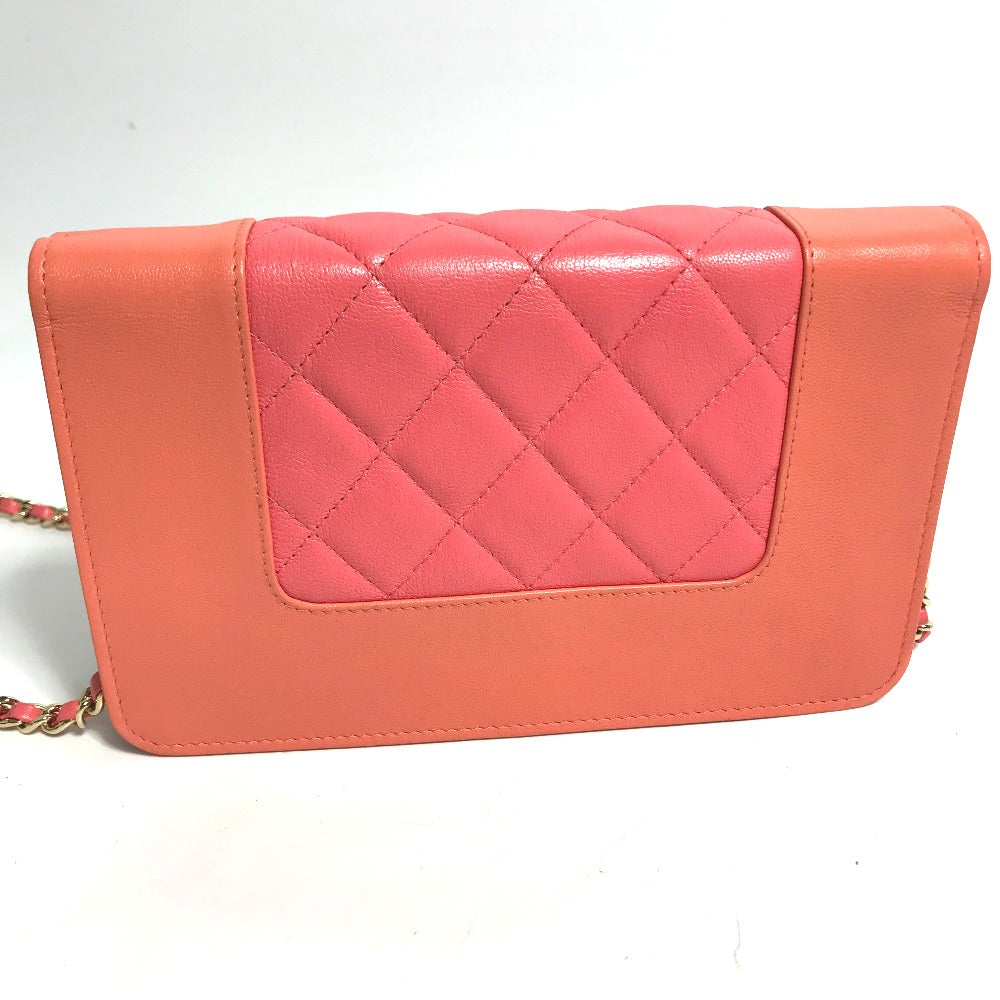 CHANEL A80972 CC Coco Mark Matelasse Two-Tone Mademoiselle Chain Wallet, Long Wallet, Crossbody Bag, Pochette, Shoulder Bag, Leather, Women's, Pink