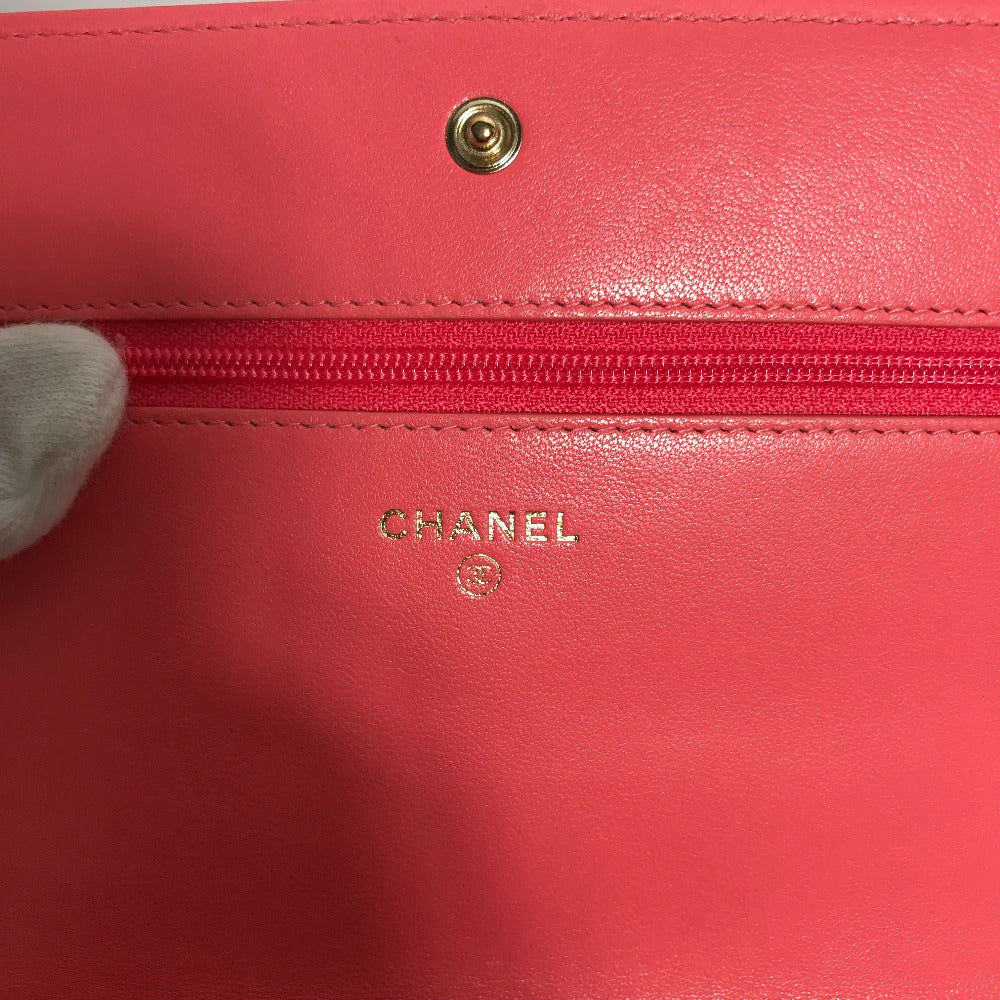 CHANEL A80972 CC Coco Mark Matelasse Two-Tone Mademoiselle Chain Wallet, Long Wallet, Crossbody Bag, Pochette, Shoulder Bag, Leather, Women's, Pink
