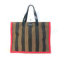 FENDI 8BH252 Shoulder Bag, Pecan Tote Bag with Pouch, Leather/Canvas, Brown, Men's