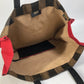 FENDI 8BH252 Shoulder Bag, Pecan Tote Bag with Pouch, Leather/Canvas, Brown, Men's