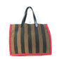 FENDI 8BH252 Shoulder Bag, Pecan Tote Bag with Pouch, Leather/Canvas, Brown, Men's